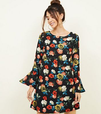 Robe Tunique Noire à Fleurs Néon Missguided Taille 10 - Occasion Très Bon état