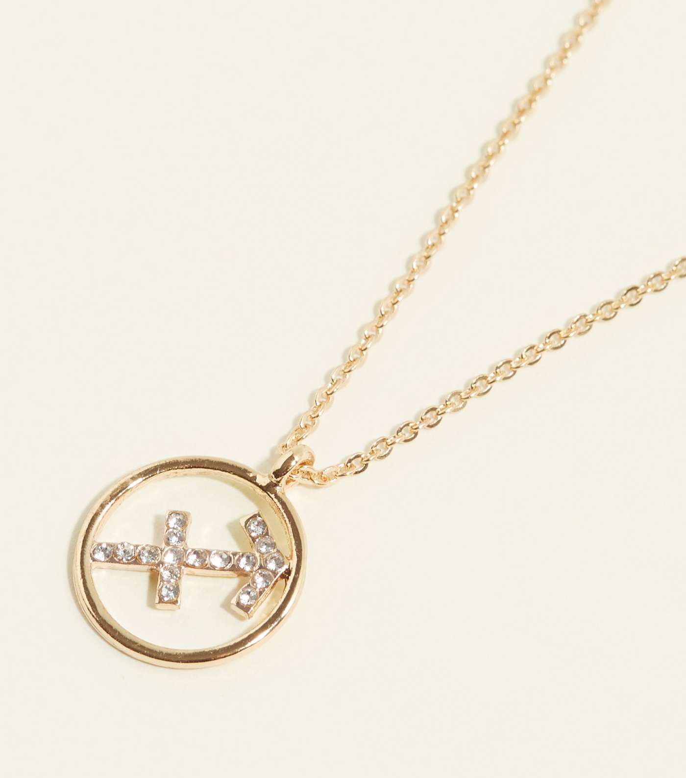 Gold Diamanté Sagittarius Star Sign Pendant Necklace Image 3