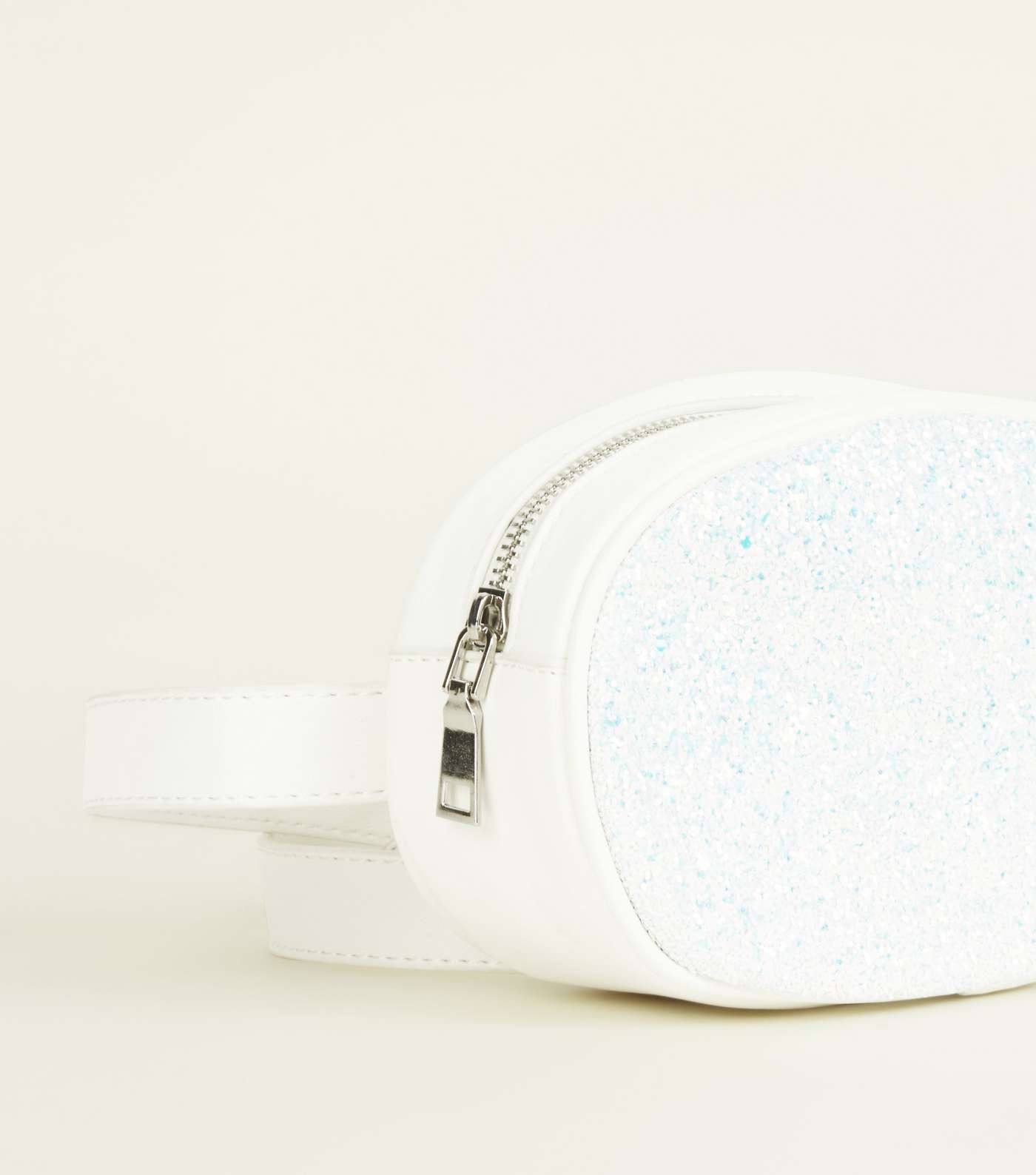 White Iridescent Glitter Round Bum Bag Image 4