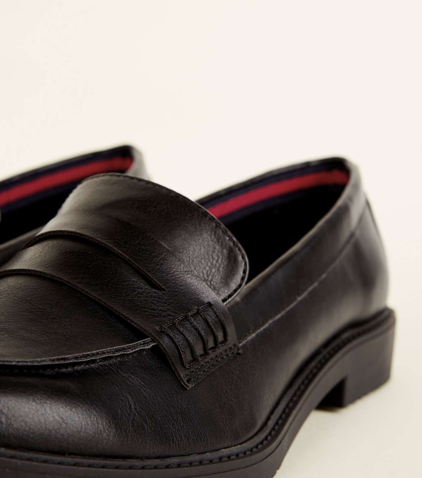 Wide Fit Black Leather-Look Penny Loafers Image 4