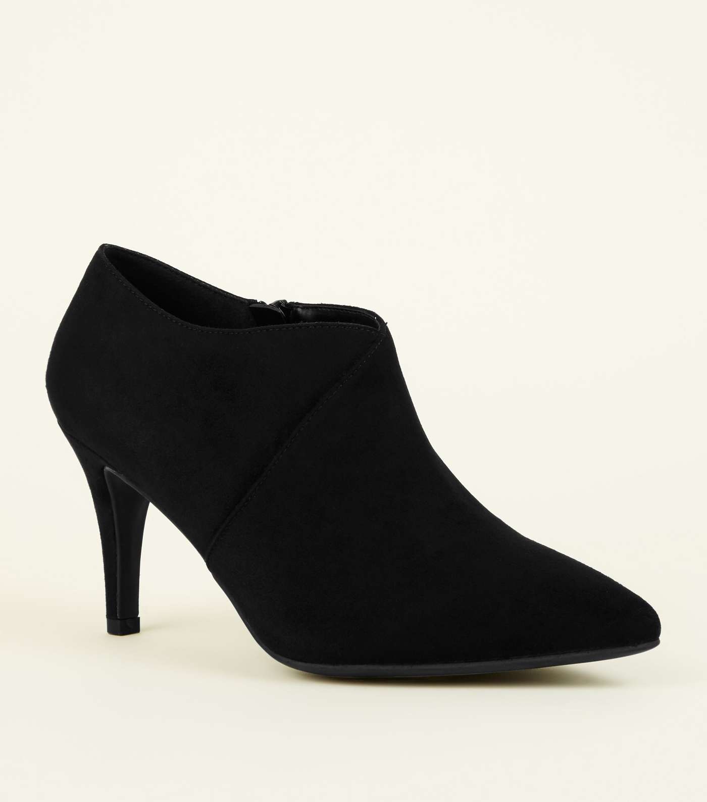 Wide Fit Black Suedette Pointed Shoe Boots