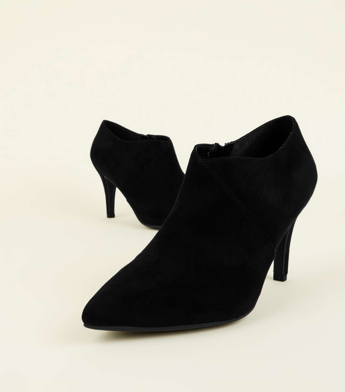 Wide Fit Black Suedette Pointed Shoe Boots Image 3