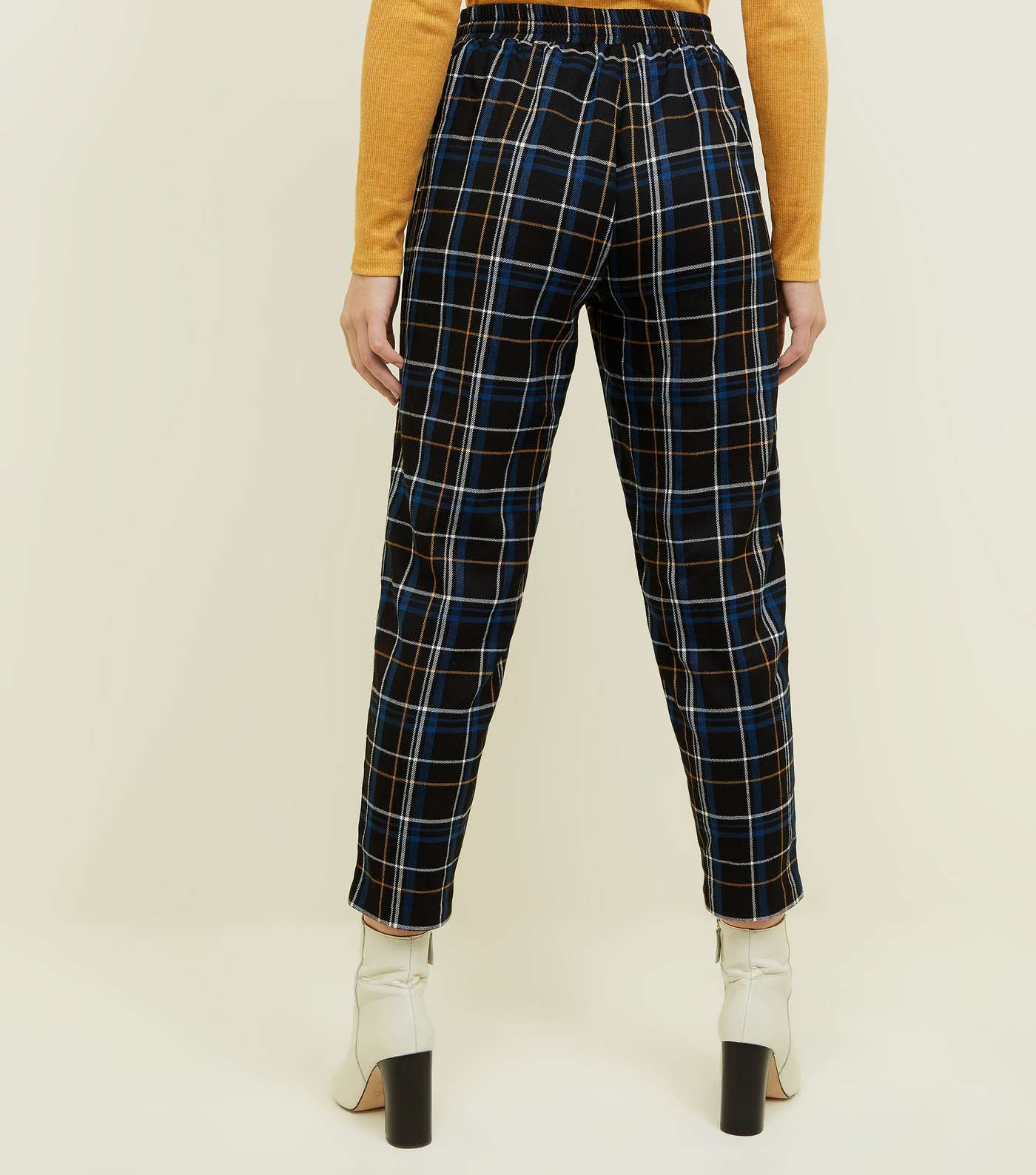 Petite Black Check Tapered Trousers Image 5