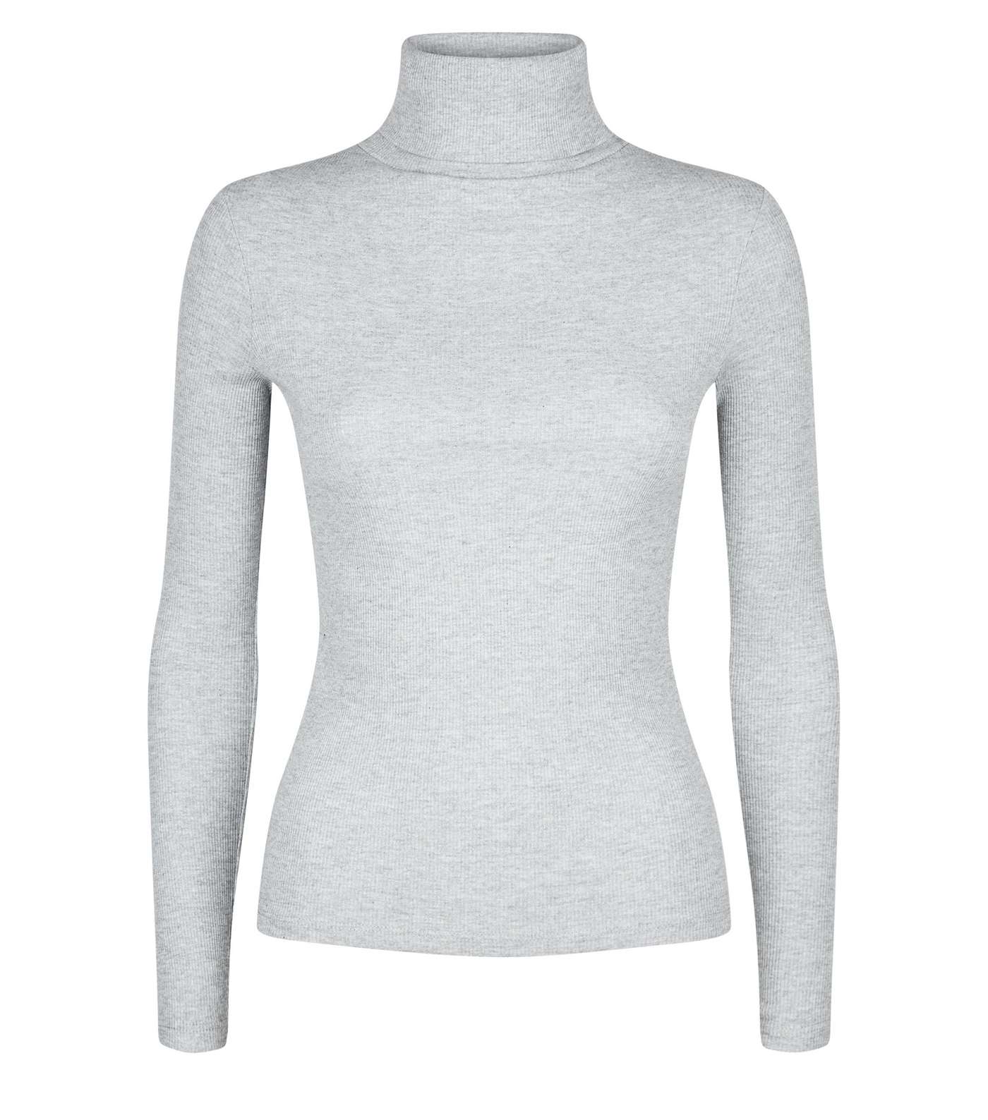 Petite Pale Grey Roll Neck Long Sleeve Top Image 4