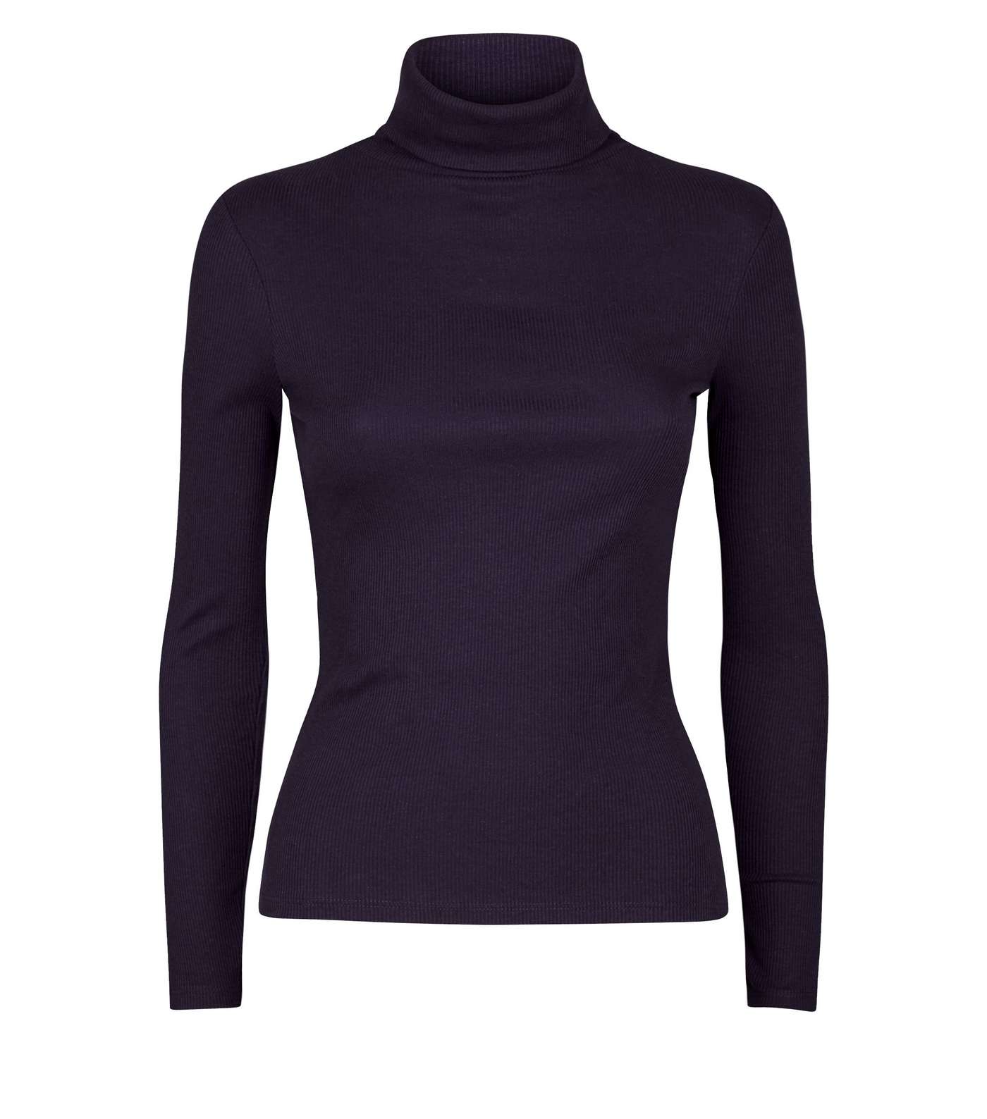 Petite Navy Roll Neck Long Sleeve Top Image 4