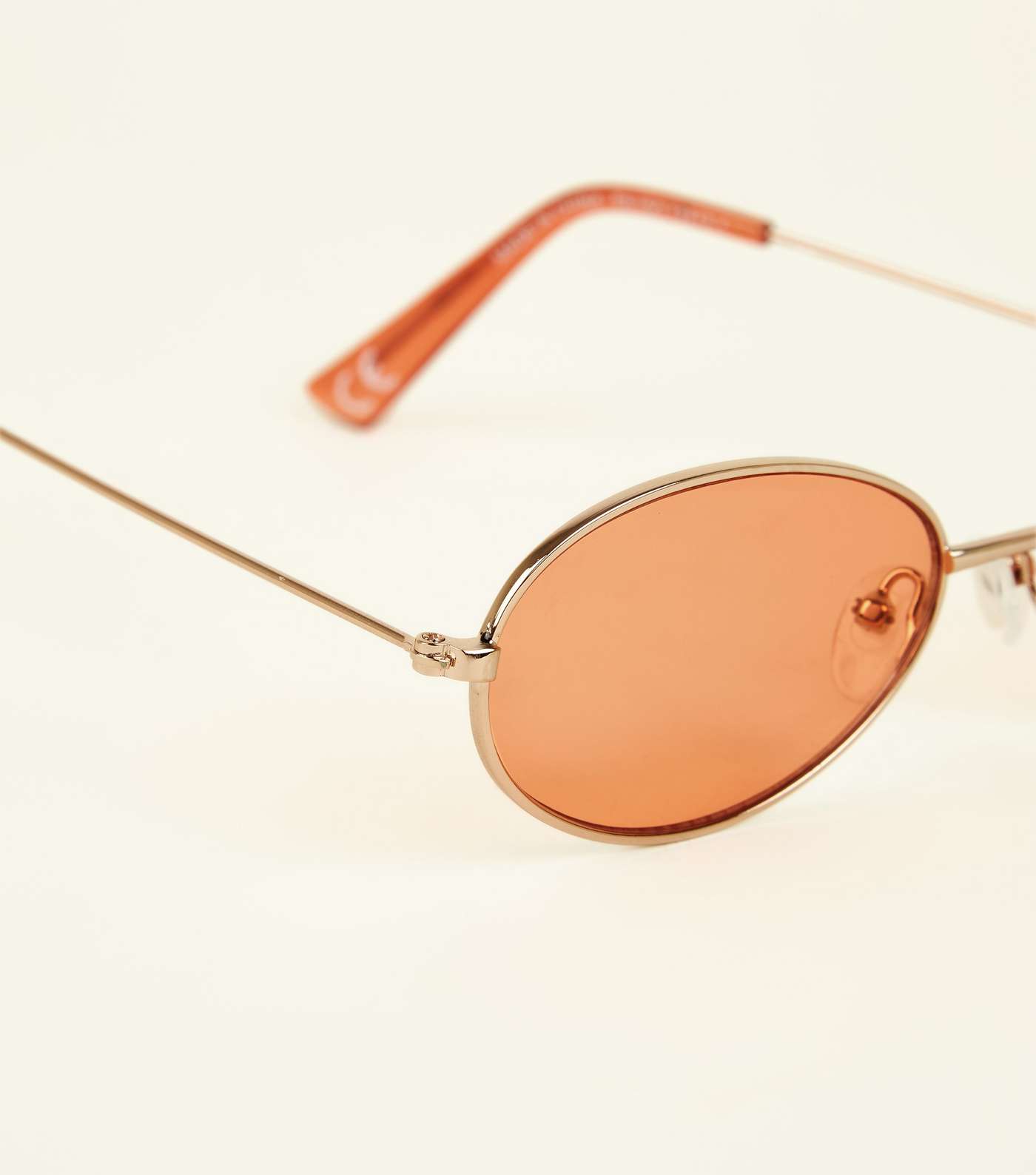 Orange Tinted Small Oval Sunglasses Image 4
