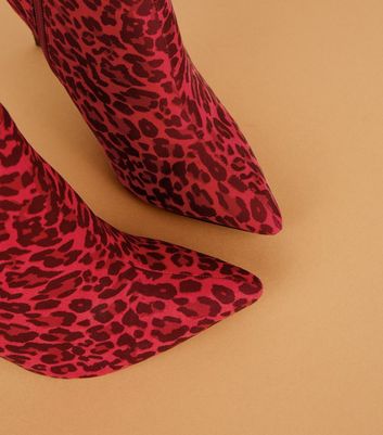 Red Leopard Print Pointed Suedette 