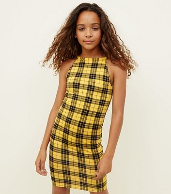 new look yellow check dress