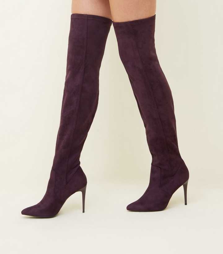 dark purple knee high boots