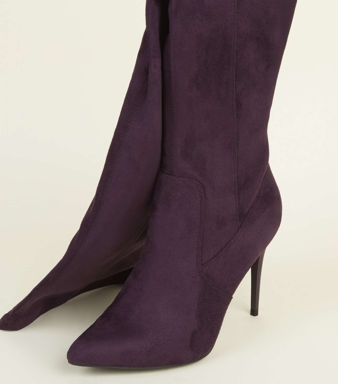 Dark Purple Suedette Over-the-Knee Stiletto Boots  Image 3