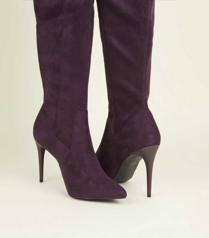 dark purple knee high boots