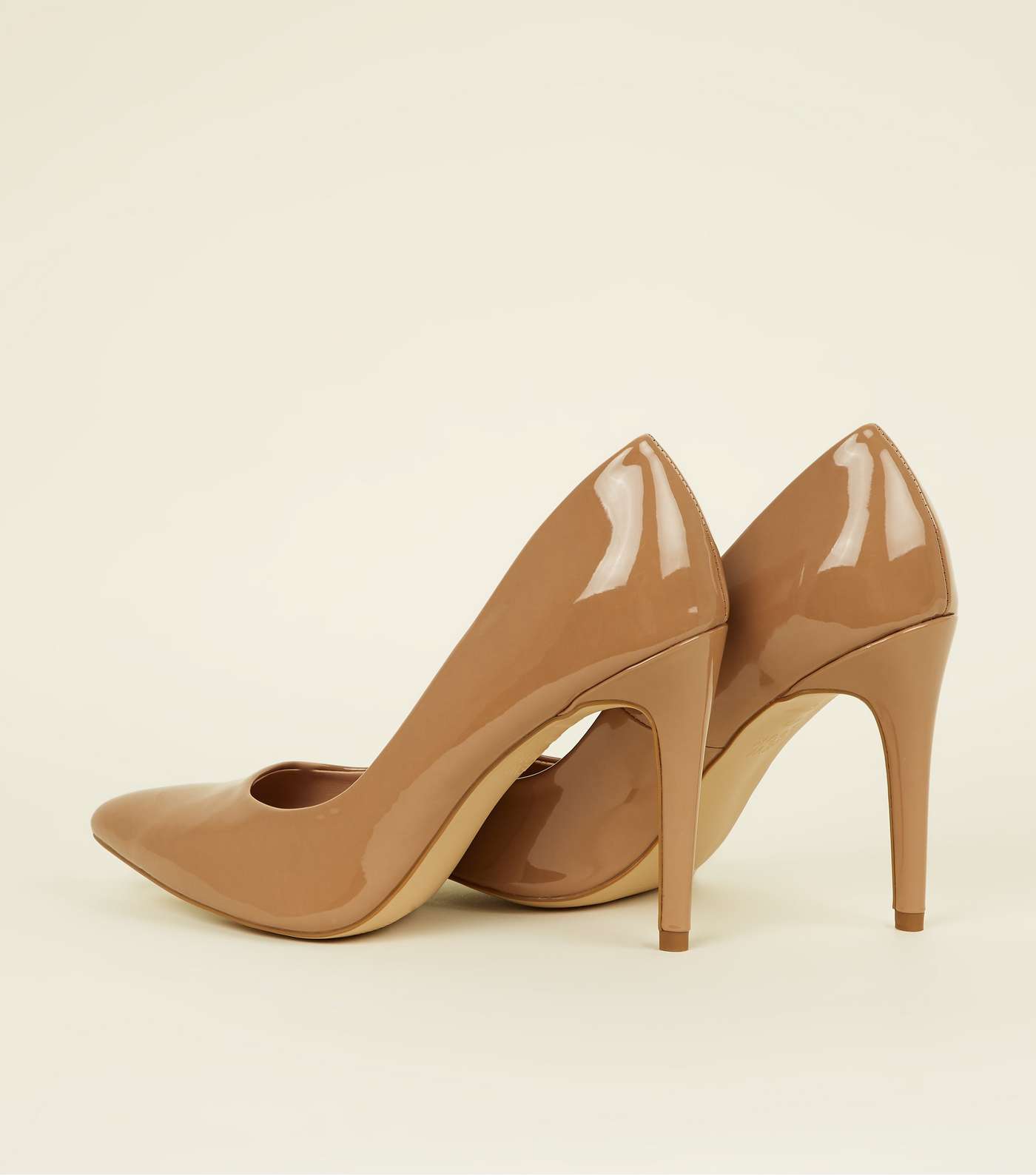 Camel Patent Stiletto Heel Pointed Courts Image 3