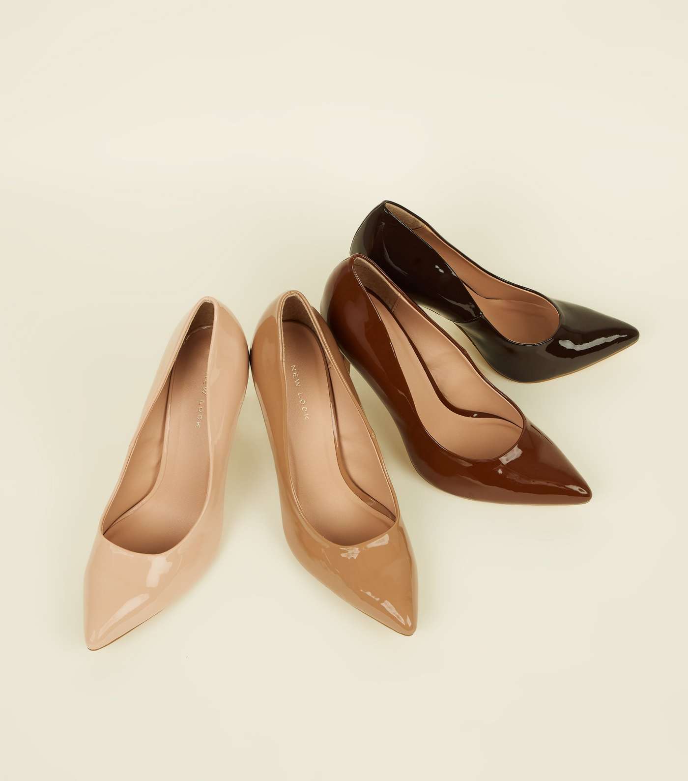 Camel Patent Stiletto Heel Pointed Courts Image 5