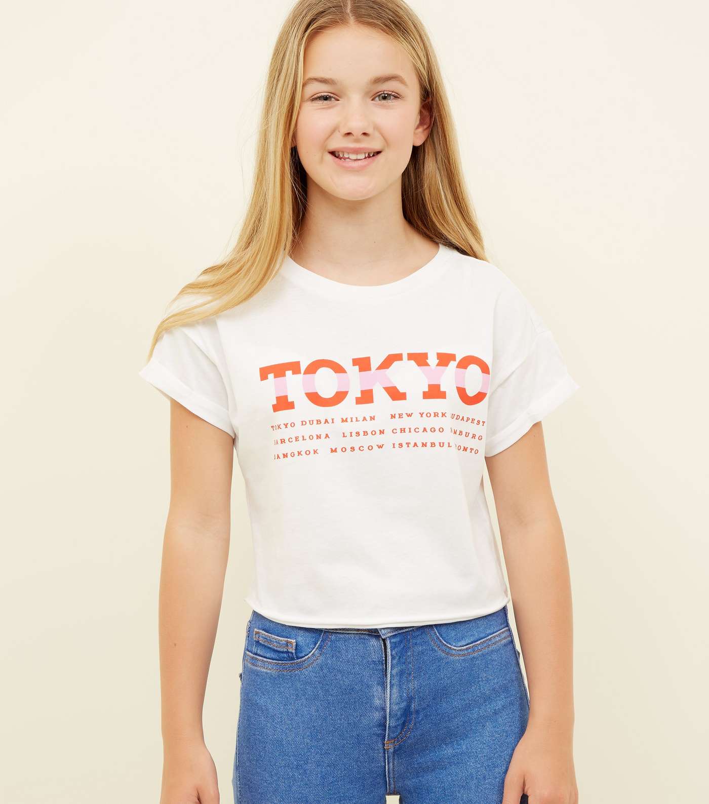 Girls White Crop Tokyo T-Shirt 