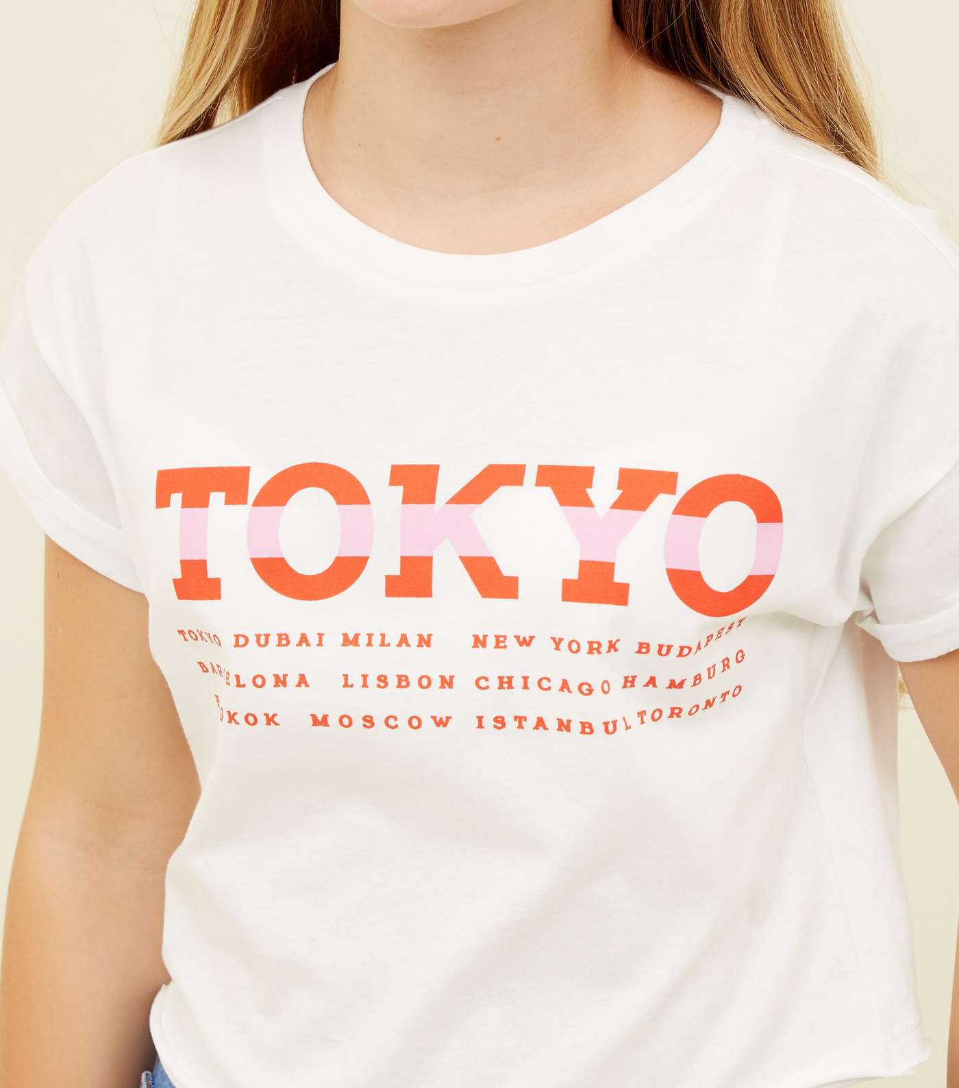 Girls White Crop Tokyo T-Shirt  Image 5