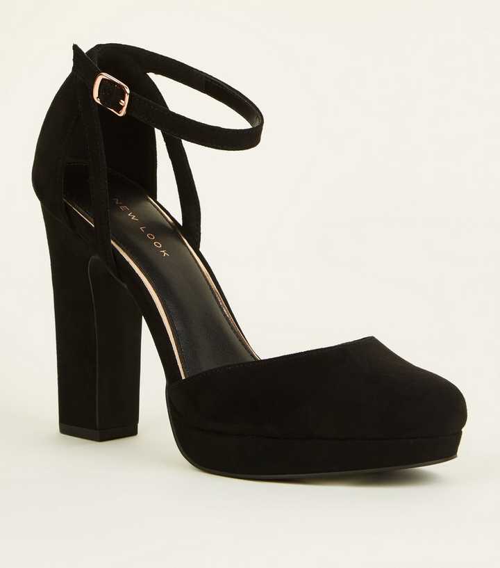 Black Suedette Two Part Platform Courts