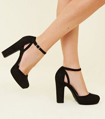 Black Suedette Two Part Platform Courts 