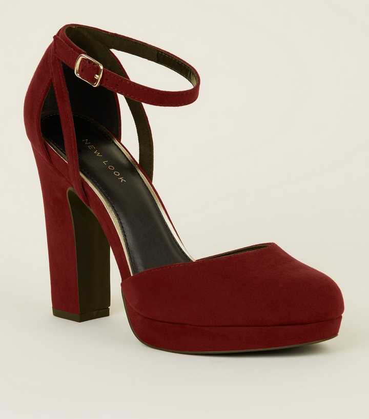Dark Red Suedette Two Part Platform Courts