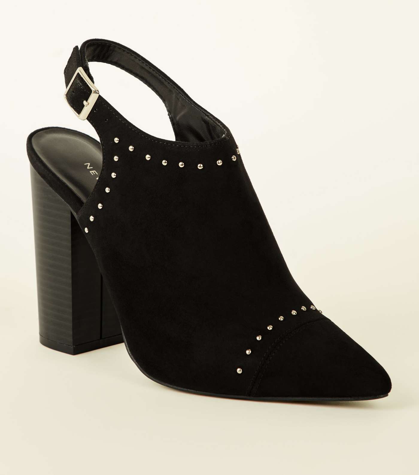 Black Suedette Studded Slingback Shoe Boots