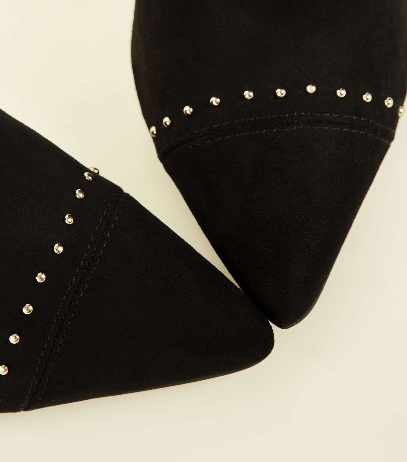 Black Suedette Studded Slingback Shoe Boots Image 3