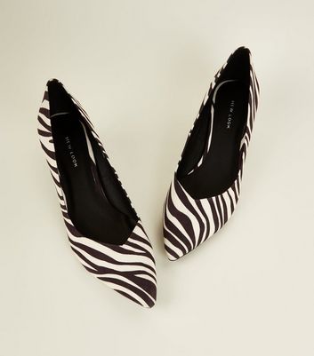 Black Zebra Print Kitten Heel Pointed 