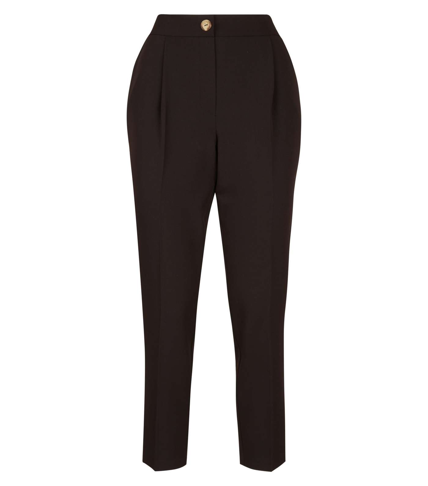 Black Pull On High Waist Tapered Trousers Image 4