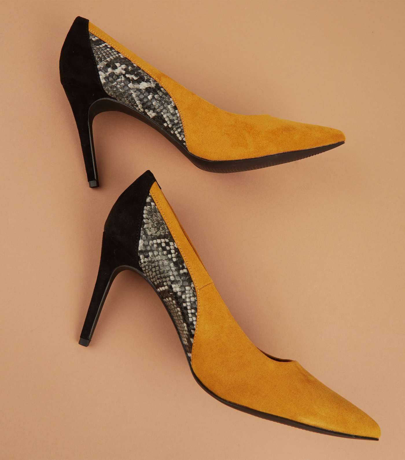 Mustard Suedette Faux Snake Panel Courts Image 3