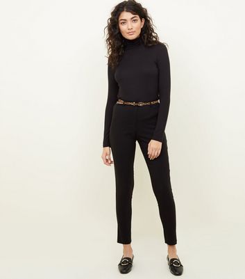 new look black slim leg trousers