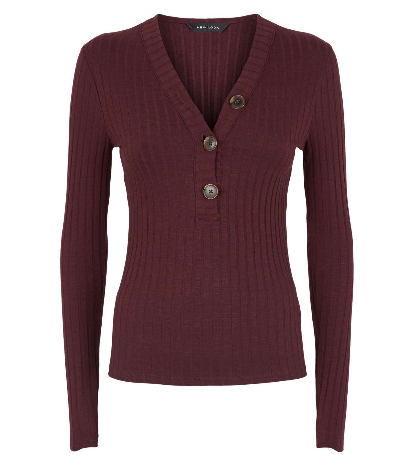Burgundy Ribbed Button Front Cardigan Image 4