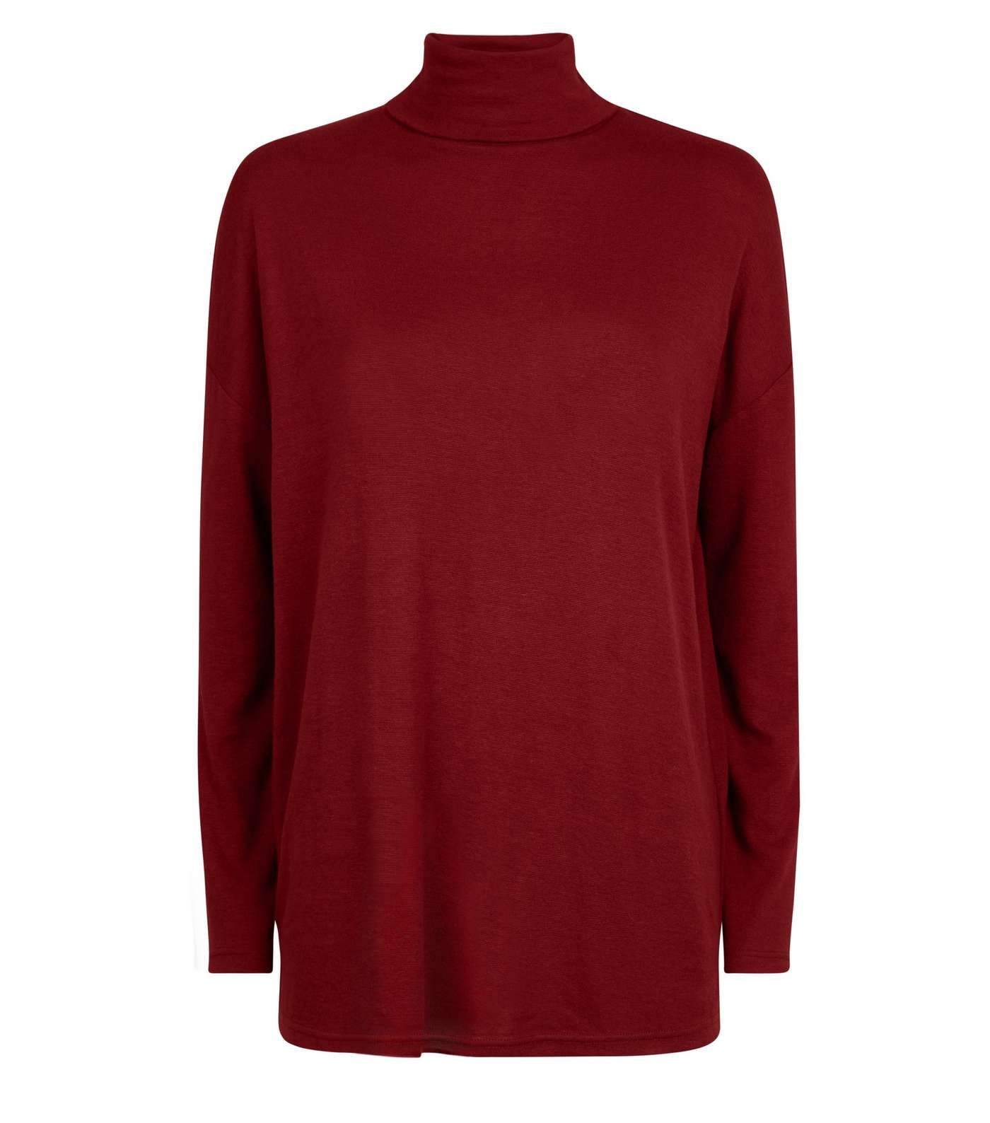 Burgundy Batwing Sleeve Roll Neck Top Image 4