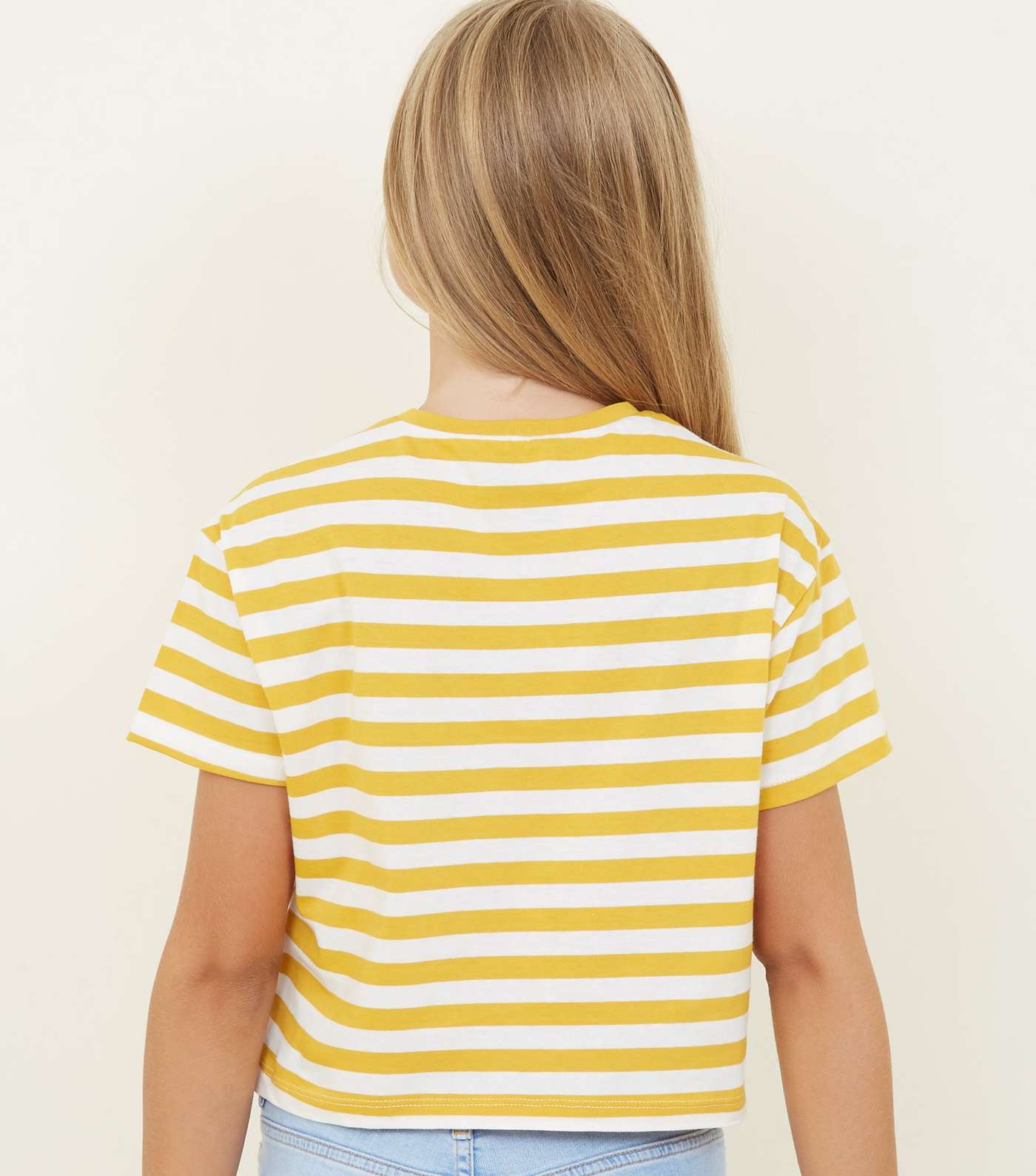 Girls Yellow Stripe New York Slogan T-Shirt  Image 3