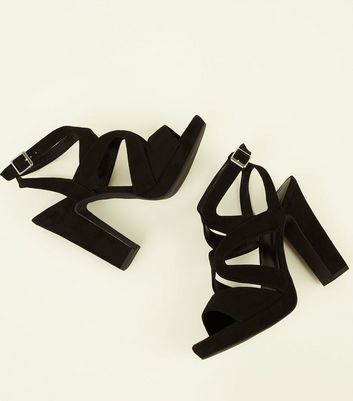 Black Suedette Strappy Platform Block Heels New Look Vegan shop for Black Suedette Strappy Platform Block Heels New Look Vegan at Shopo