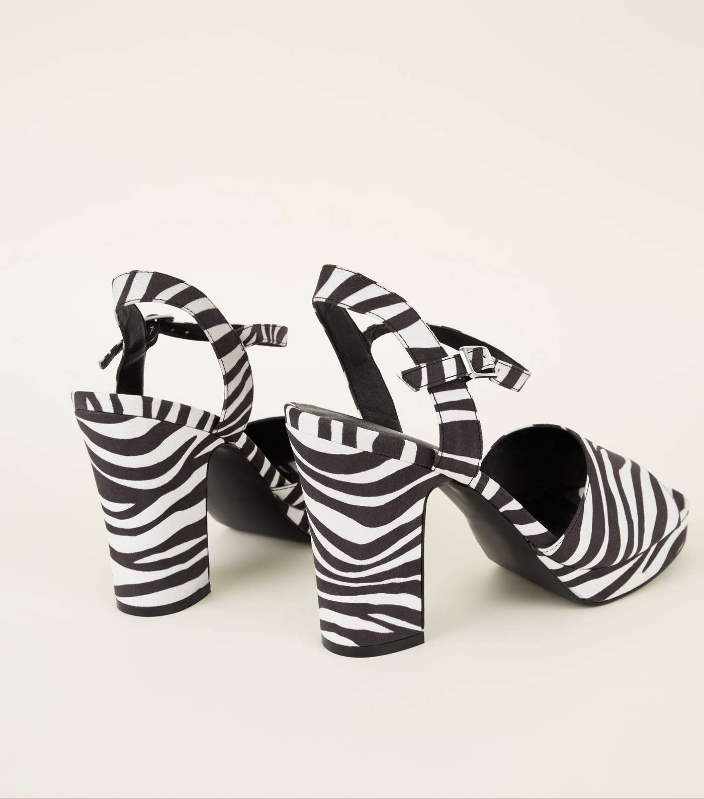 Black Zebra Print Square Toe Platform Sandals Image 3