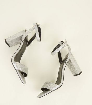 dark silver block heels