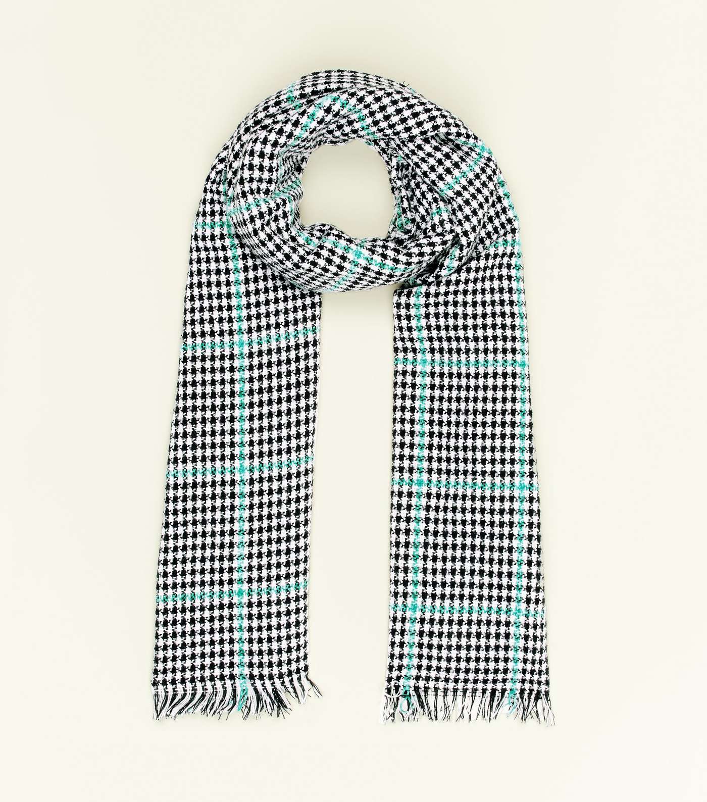 Green Houndstooth Check Scarf