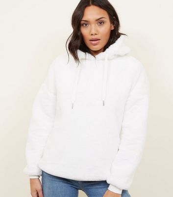 Fluffy hoodie new on sale look