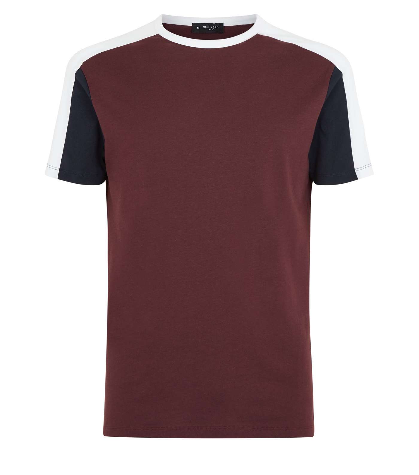 Burgundy Muscle Fit Colour Block T-Shirt Image 4
