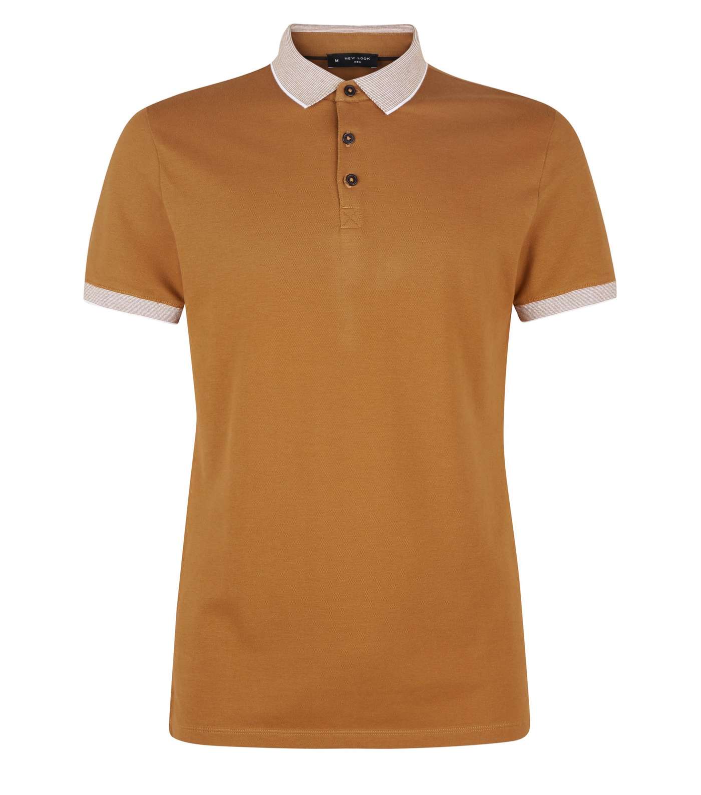 Camel Stripe Collar Muscle Fit Polo Shirt Image 4