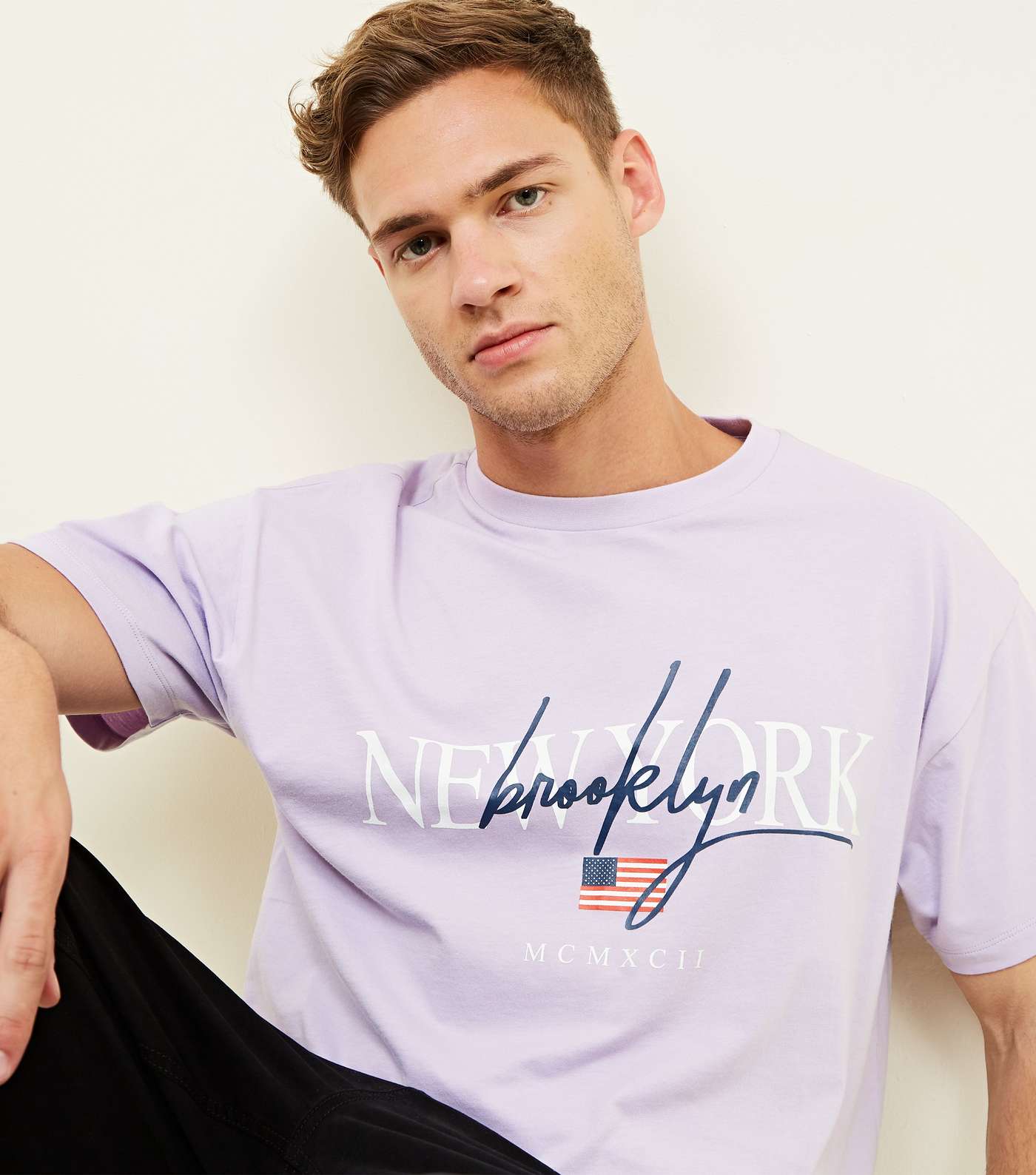 Lilac New York Sketch Print Oversized  T-Shirt Image 5