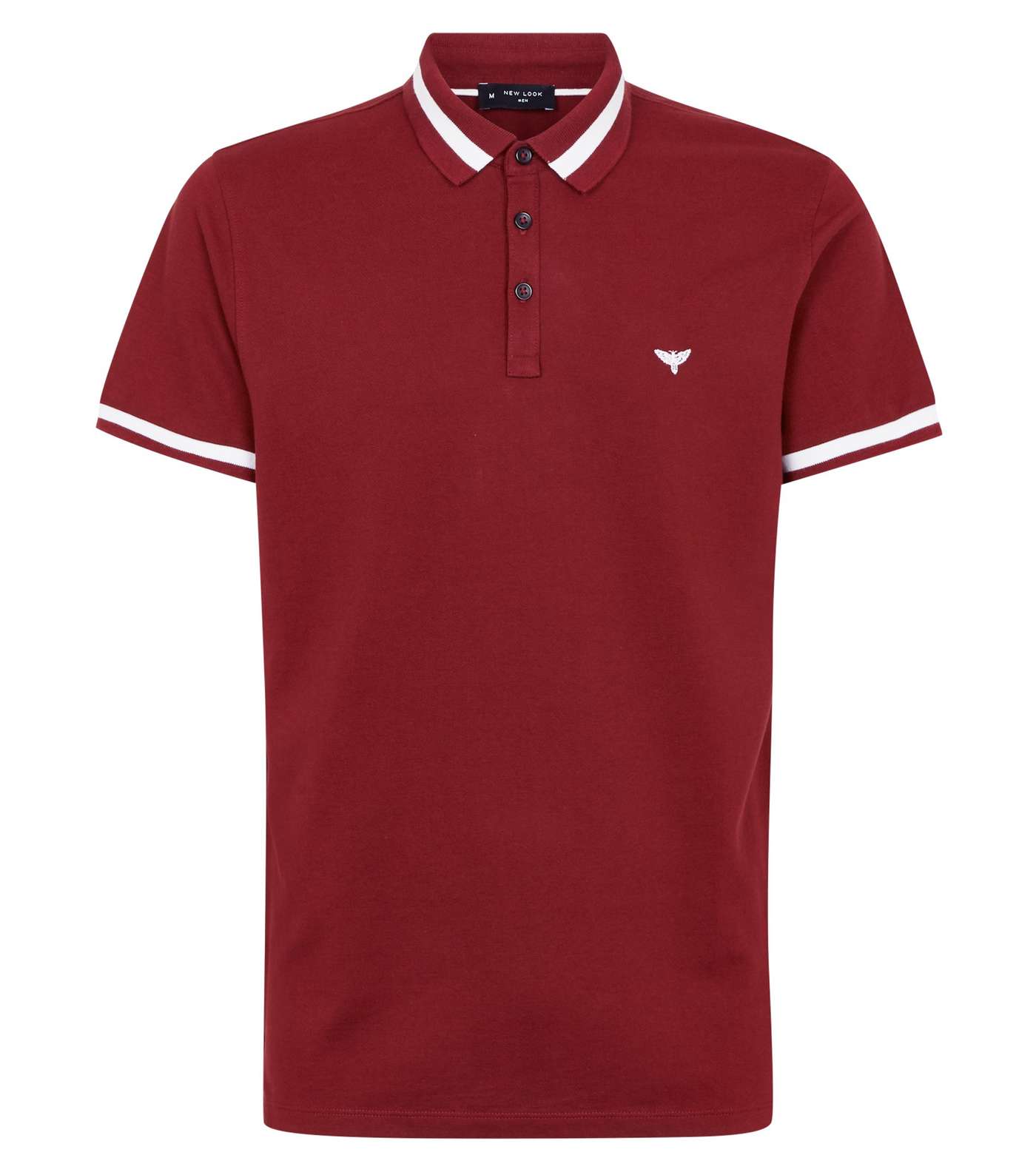 Dark Red Stripe Collar Polo Shirt Image 4