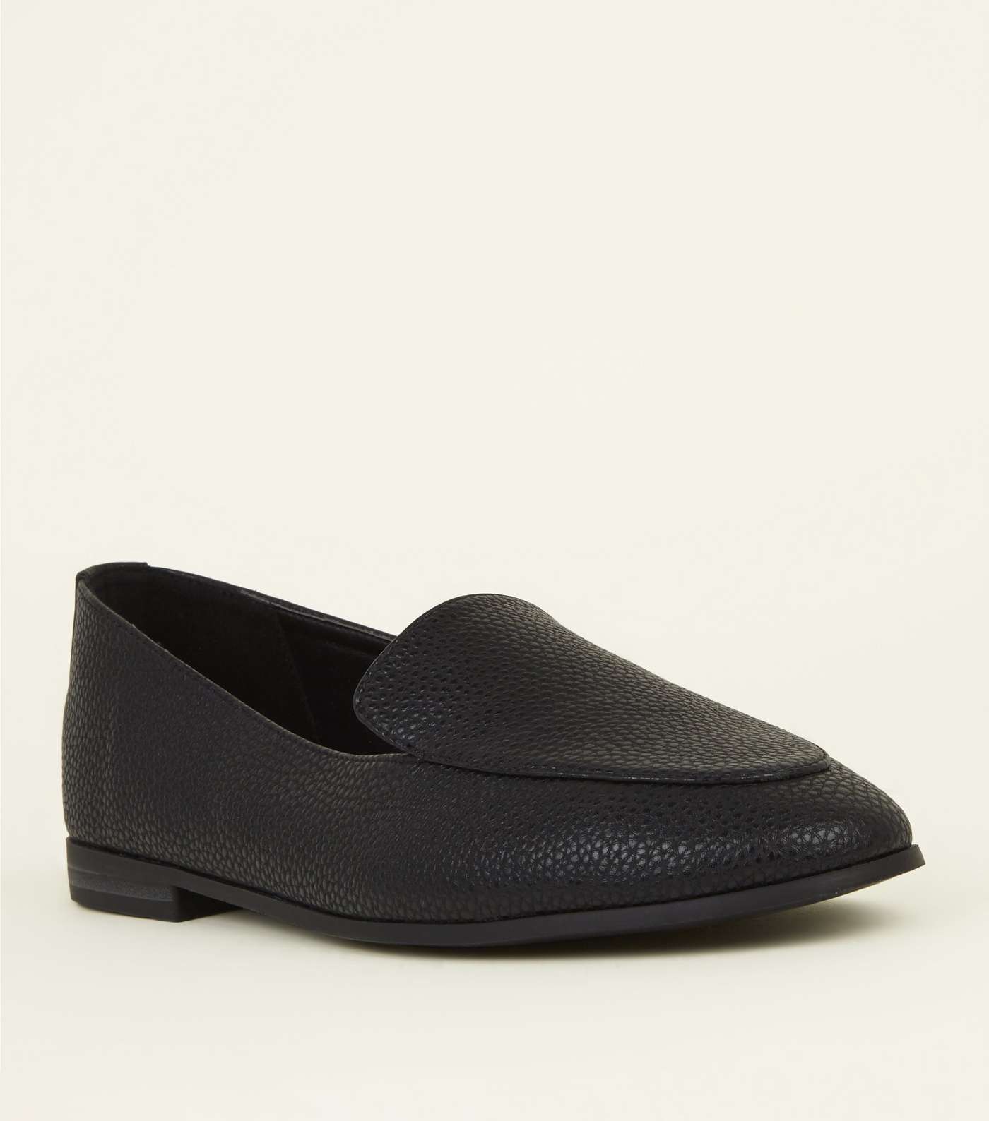Black Leather-Look Loafers