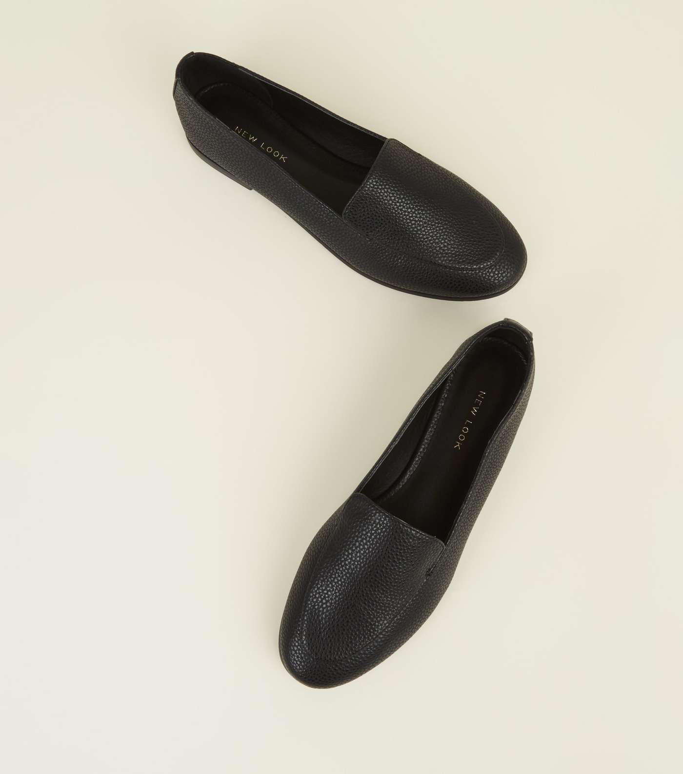 Black Leather-Look Loafers Image 3