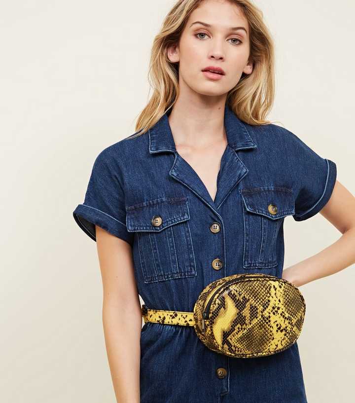 Mustard Faux Snake Bum Bag