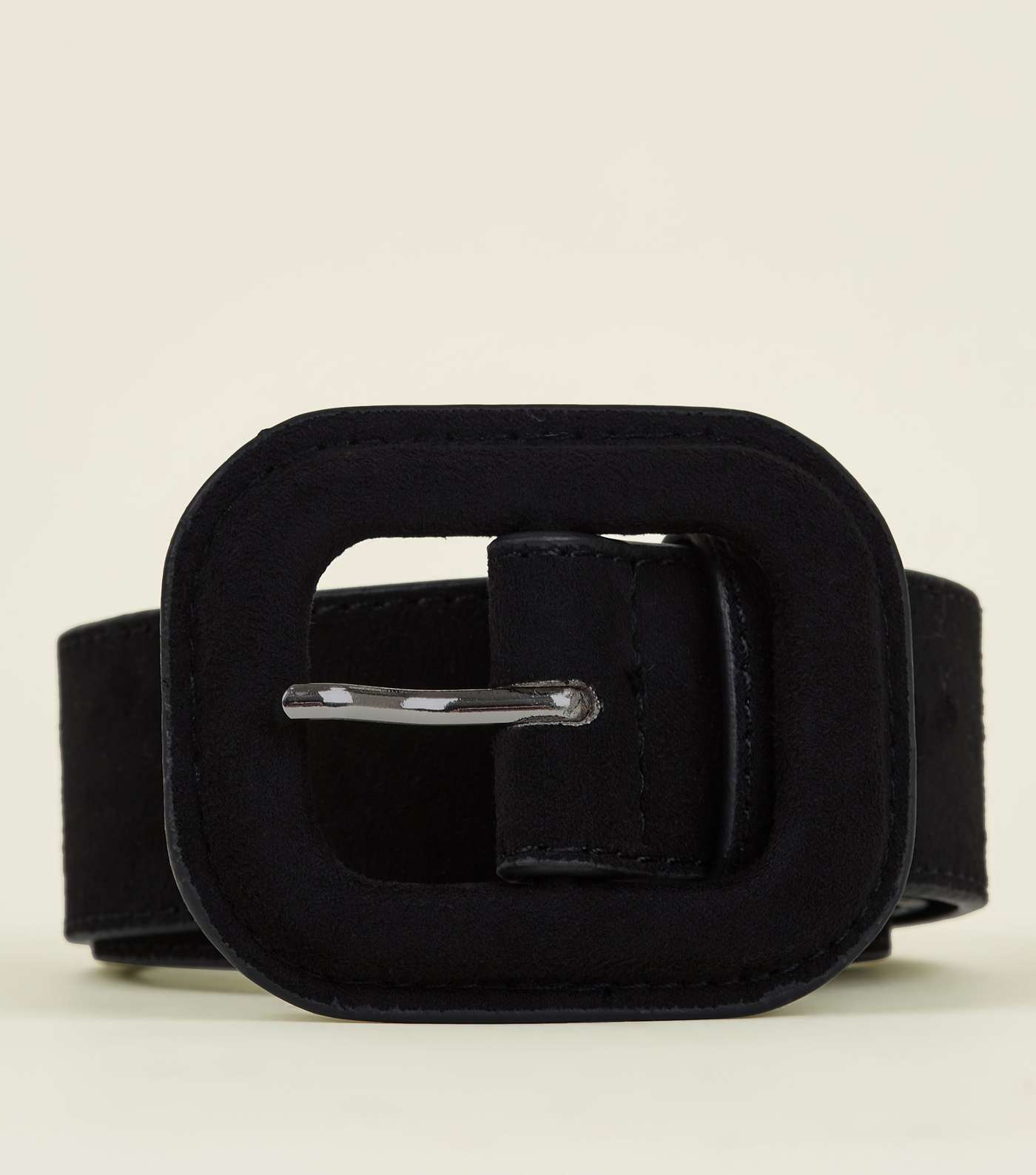 Black Suedette Covered Buckle Waist Belt Image 3