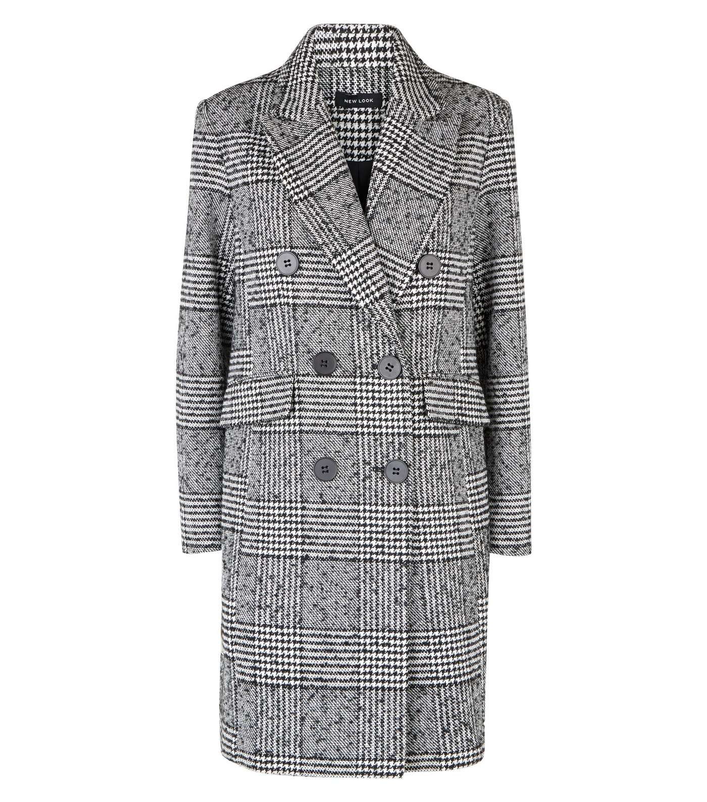 Black Check Double Breasted Coat  Image 4
