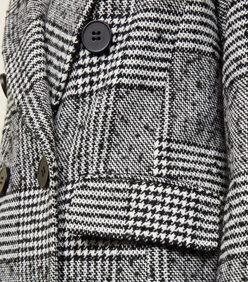 Black check double breasted longline coat Black check double breasted longline coat