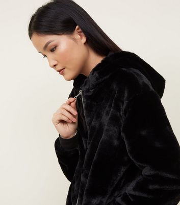 black hoodie with fur