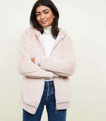 pink fur zip up hoodie