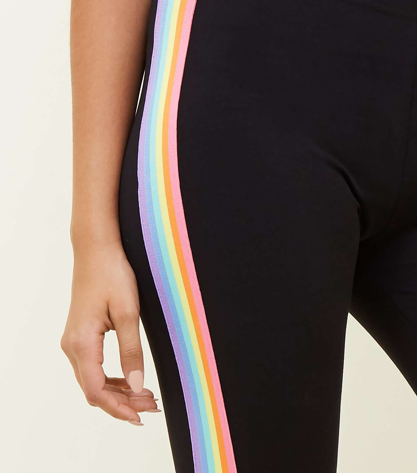 Black Rainbow Side Stripe Leggings  Image 5