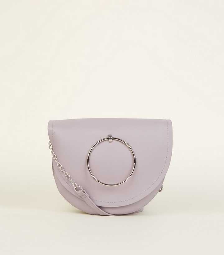 Grey Circle Handle Cross Body Bag 